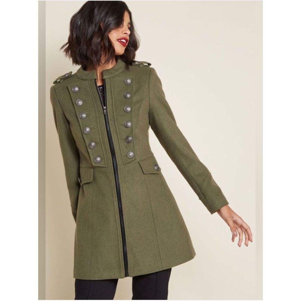 Joe Browns Women's Timeless Edge Khaki Car Coat US 4 Olive Military Boho